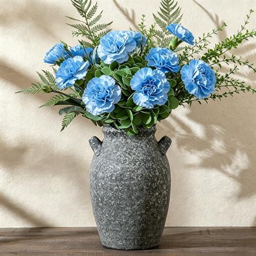 Ceramic Vase with Double Handles, Dark Grey Rustic Farmhouse Decor Accent - color: Farmhouse Dark Grey-9.76 in