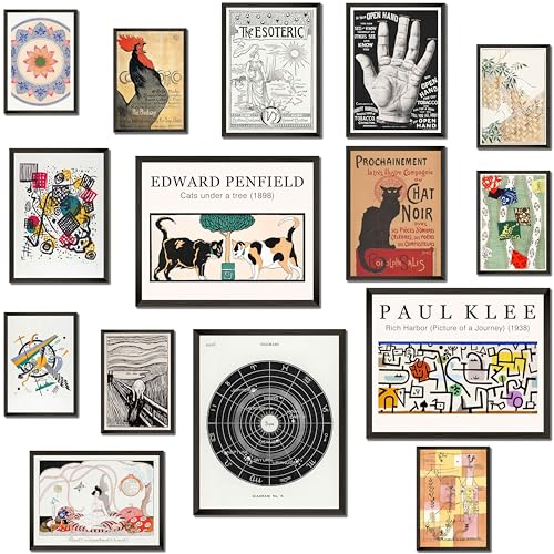 LANCHI95 15PCS Unframed Vintage Esoteric Eclectic Art - Maximalist Decor - color: Eclectic 16