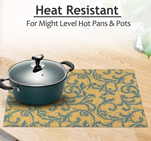 Ruvanti Placemats Set of 6, 100% Cotton Place Mats of 13"x19", Vine Spirals - color: Vine Spirals