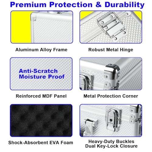 Lockable Trading Sports Card Case Storage Box Holder Organizer - color: Silver, size: Medium