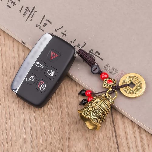 Traditional Feng Shui Good Chinese Lucky Charm Brass Keychain - style: Dong Huang Bell