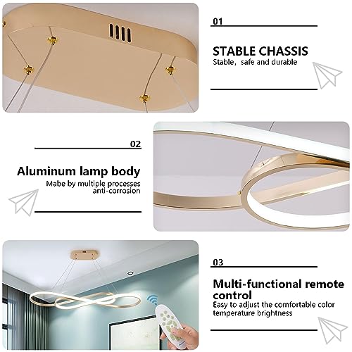 Electroplated Gold Modern LED Pendant Chandelier - color: Electroplated Gold, size: 39.37in