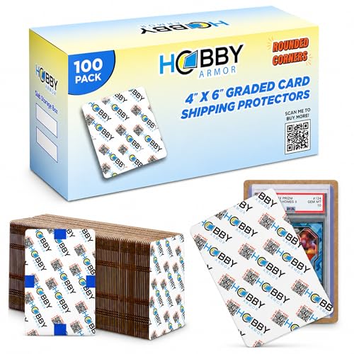 Hobby Armor Graded Trading Card Shipping Protector, 4x6 Cardboard, 100 Pack - color: 100 Pack - Vibrant