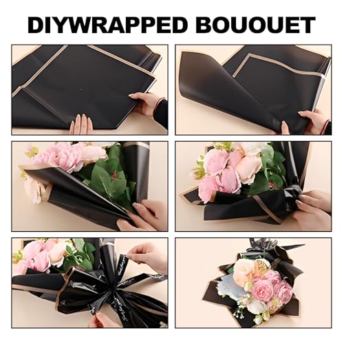 CCIJESW 20 Sheets Flower Bouquet Wrapping Paper Flora Packaging Blakc-2 - color: 019-Transparent Black