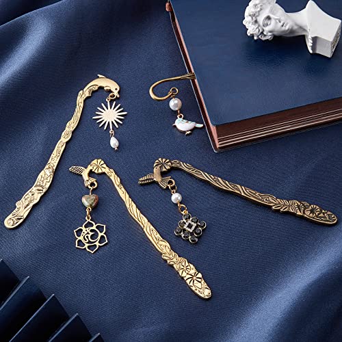 SUNNYCLUE 12Pcs 12 Styles Hook Bookmarks Findings Metal Bookmark Hairpin Stripe Hook Vintage Bookmark Clip for Crafting Jewelry Making Charms Findings Accessories, Mixed Color - color: 12pcs 12 Styles 3 Colors Hook Bookmarks