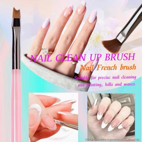 8Pcs Nail Art Brushes Set, 5 Art Liners & 3 Multi-Shape Gel Builder Brushes - color: Pink