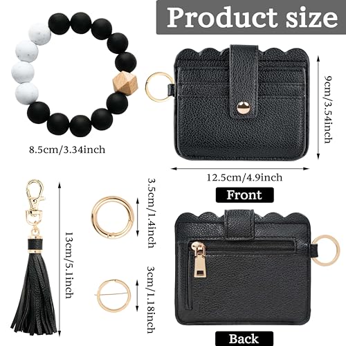 Wristlet Wallet for Women with Keychain – RFID Card Holder Small Wallet Wristlet with Key Ring - color: Black, style: Classic