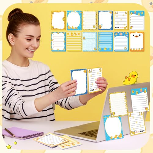 Chiisong 12 Pcs Duck Lovers Sticky Notes Yellow Ducks Self Stick Note Pad - style: Duck