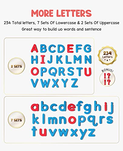 Gamenote Magnetic Letters Kit, 238 Pieces with Magnetic Board and Markers