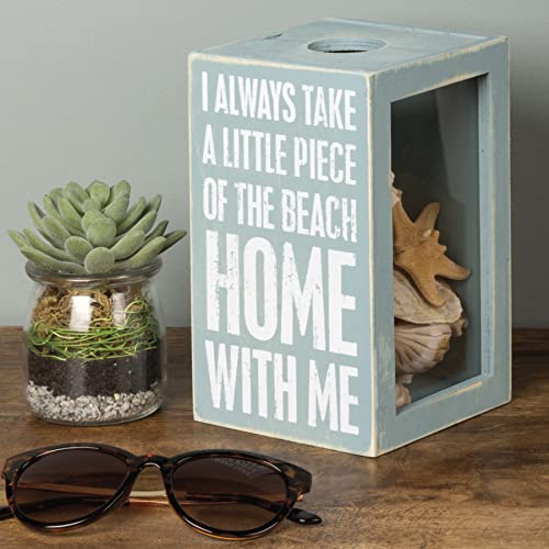 Primitives by Kathy Seashell Holder - Coastal Decor, Glass Display, Treasure Chest, Room and Bedroom Decor - color: Piece of the Beach With Me, style: Coastal