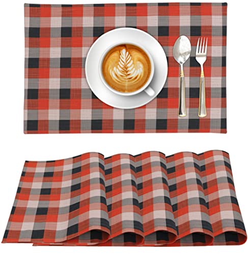 Ruvanti Placemats Set of 6, 100% Cotton Place Mats of 13"x19" – Play Box - color: Play Box
