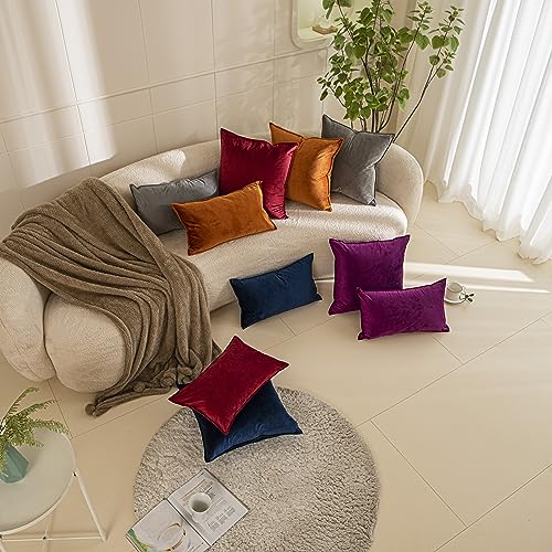 JUSPURBET 12x20 Velvet Lumbar Throw Pillow Covers Set of 2,Ash - color: Ash, size: 20" x 12" (Pack of 2)