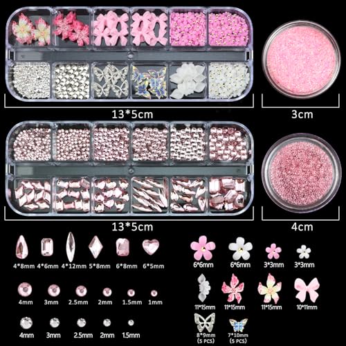 Nail Charms with Pink Rhinestones for Women Nail Design - color: Colorful-18