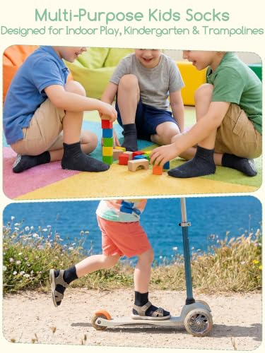 Aroveea Toddler Socks Non Slip Grip Baby Girls Kids Ankle Cute 12 Pack - color: Black, size: 6-12 Months