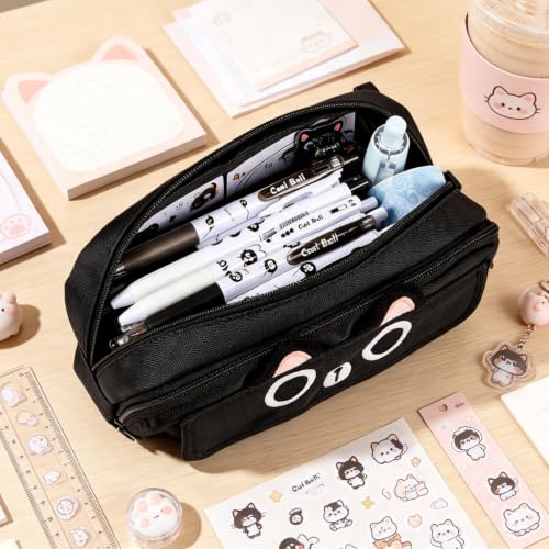 Cute Cat Pencil Case, Large Capacity Pencil Pouch Pencil Box Organizer Pen Bag Kawaii Makeup Bag for School Office