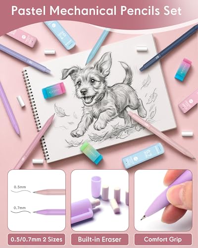 XKDOUS Pencil Case with Supplies, Preppy Stationery School Supplies Kit - color: Pink