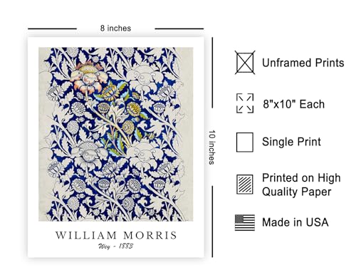 Poster Master William Morris Poster - Wey Print - Flower Art - Botanical Art - Exhibition Artwork - Textile Pattern Piece - Floral Illustration - Aesthetic Creation - Office or Living Room Decor - 8x10 UNFRAMED Wall Print - color: Style-03, size: 8"L x 10