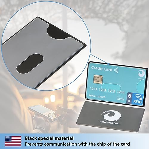 valonic set of 6 RFID blocking sleeves - transparent front, Credit Card Protector sleeve for wallet - Protection block for Debit Card and Metro Card