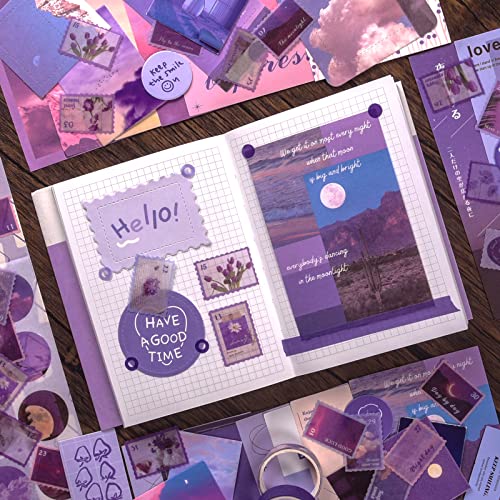 Scrapbooking Supplies Kit, Aesthetic Junk Journal Supplies, Scrapbook Kit - color: Moonlight