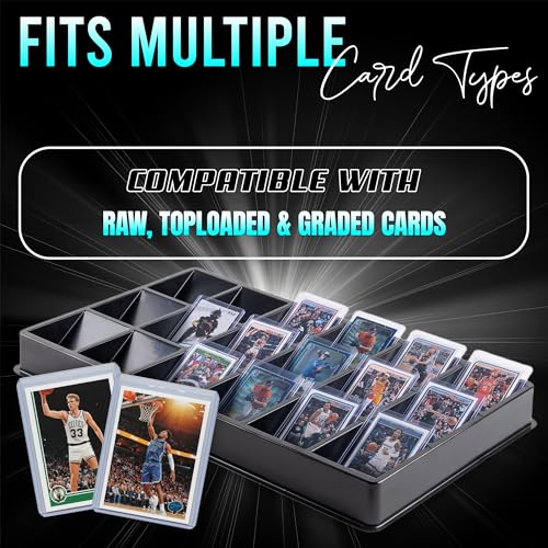 (3 Pack 18-Slot Toploder Trading Card Sorting Tray - Improved Design Compatible with Top Loaders, One Touch & Sleeved Cards