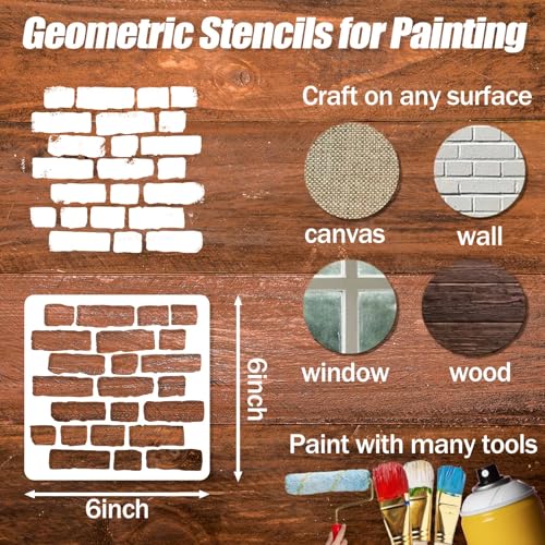 Geometric Stencils for Painting, 16 Pcs 6 Inch for Wood Furniture Floor - color: Geometric 6" 16PCS 01
