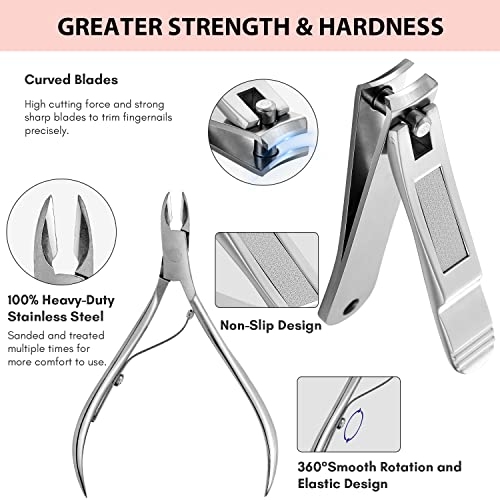 FAMILIFE Stainless Steel Manicure Set 11-in-1 Professional Nail Clipper Kit - color: Pink
