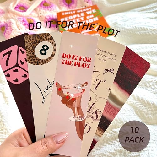 10pcs Cute Bookmarks Set, Aesthetic Bookish Gifts for Women (Red) - color: Red