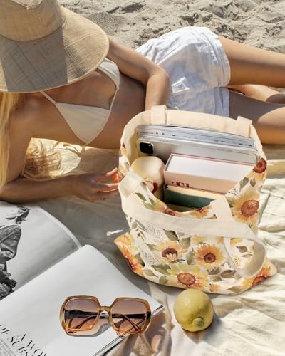 Miss Adola Canvas Tote Bag for Women with Inner Pocket - color: Sunflower