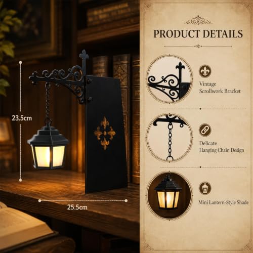 2PCS Library Lantern Decorative Bookshelf Lighting, Mini Bookshelf Lamp Mini Bookshelf Lamp Between Books for Hidden Display Portable Table Desk Luminaire for Home Library Study Reading Corner - color: Ghost+Wizard