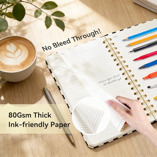 Lined Spiral Journal Notebook for Work,160 Pages,Black and White Checkered - color: Black and White Checkered Pattern