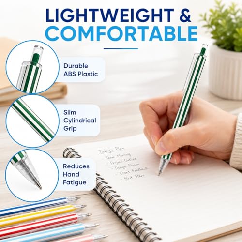 8 Pack Retractable Gel Pens 1.0 mm Striped Aesthetic School Supplies Smooth Writing Colored Ink Click Pen For Note Taking Cute Office Stationery Gift Set