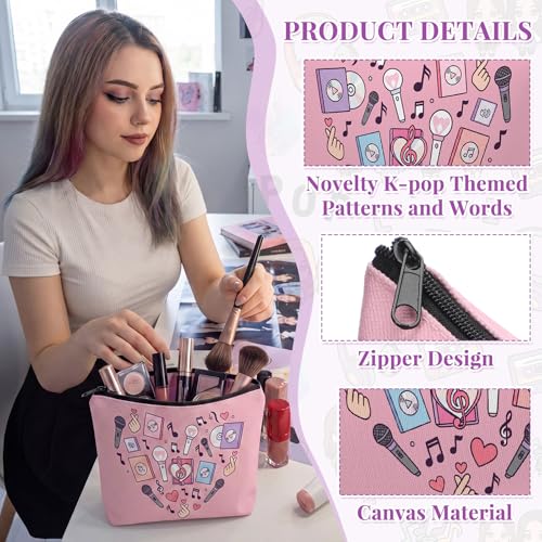 Kacctyen 4 Pack K-pop Makeup Bags Canvas Zipper Pouches Concert Gifts