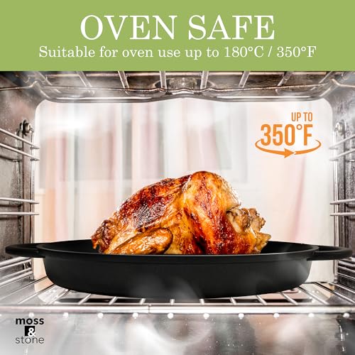 Moss & Stone 12" Grill Pan for Indoor Cooking, Nonstick Pan with Glass Lid - style: Round Indoor Grill Pan with Lid
