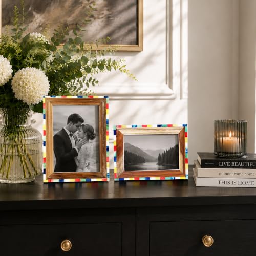 Handicrafts Home Handmade Bone Inlay & Wood Photo Frame Colorful Decor, 6x4 - color: FAIRGROUND-CIRCUS, size: 4X6