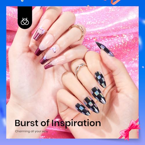 Beetles Metallic Chrome Nail Powder Kit Black White Colors Gel Polish - color: Multicolor-8-10