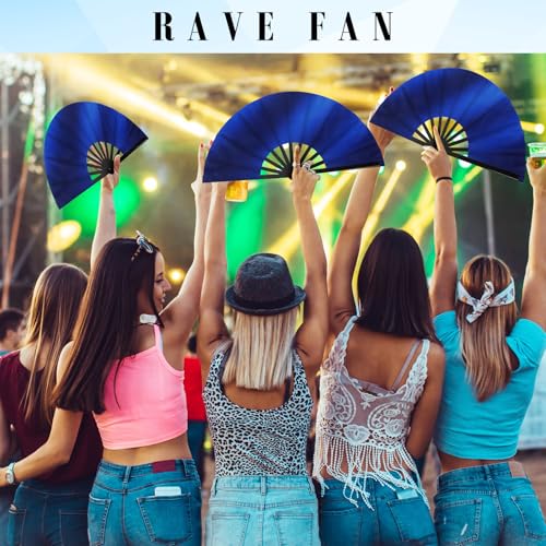 Maitys 2 Pack Foldable Fans for Rave Dancing,Dark Color,Gradient Pattern - color: Dark Color, style: Gradient Pattern