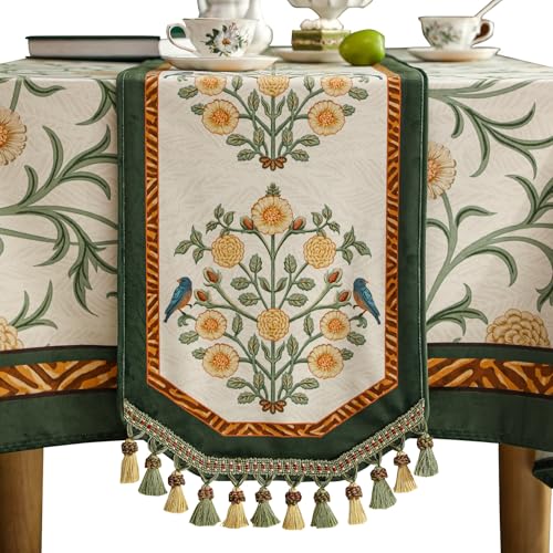 Patdrea Designer Elegant French Velvet Table Runner,12"X102"-Botticelli - color: Botticelli Velvet, size: 12"*102"