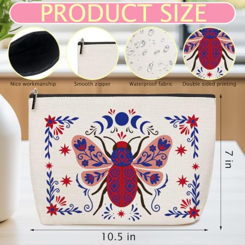 ZHAMEN Folk Art Beetle Makeup Bag Travel Organizer Pouch Cosmetic Bags 01 - color: Multicolor 1606