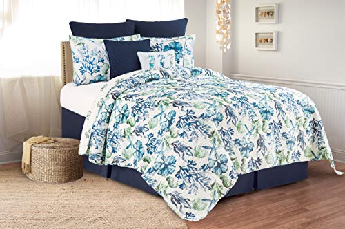 C&F Home Regent Indigo Solid Quilted Accent Throw Pillow 18" x 18" - color: Blue