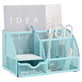 Annova Mesh Desk Organizer Office with 7 Compartments + Drawer/Desk Tidy Candy/Pen Holder/Multifunctional Organizer (Turquoise) - color: Turquoise