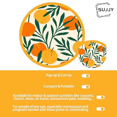 4 PCS 4 Abstract Styles Handheld Compact Cooling Fans Foldable Multi-Role Round Fans for Outdoor Games, Party Decoration（Summer） - style: Summer