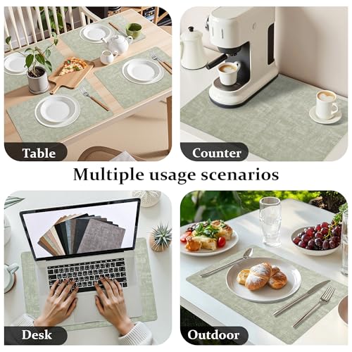 FROMHEART Faux Leather PU Placemats Set of 4 (Light Green,11.8" x 17") - color: Light Green, size: Set of 4