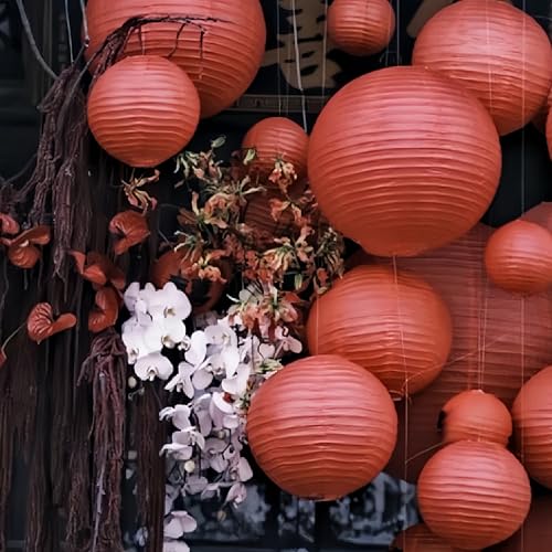 Red Paper Lanterns 10pcs Party Hanging Decorations for Xmas Hanging Decorations Ball Lanterns Lamps Parties Wedding Birthday - color: Red