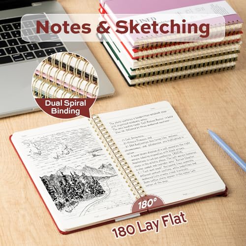 deli Crimson Lined Spiral Journal Notebook, 160 Pages, A5 (5.5"x8") Hardcover Writing Notebook, College Ruled Spiral Bound Journal for Women & Men - Perfect for Work, School, Office & Note Taking - color: Crimson