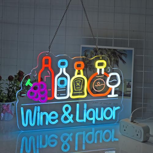 Wine Liquor Neon Sign,Bar Beer Garage LED Light Wall Decor Sign - color: Blue-WINELIQUOR