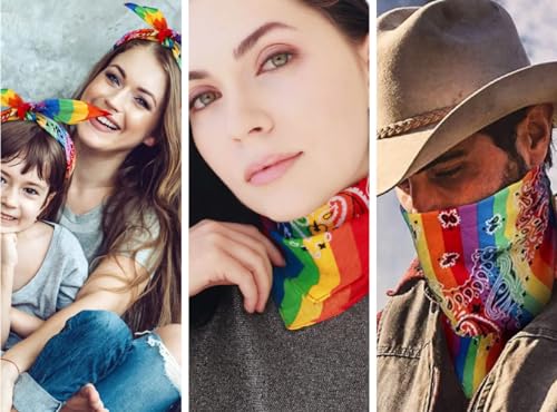 Every-ville Cotton Bandana Handkerchief for Men & Women, 3 Pack - color: Rainbow