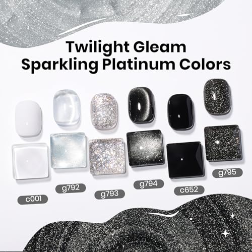 Beetles White Black Gel Polish Set, 6 Colors Fall Silver Cat Eye - color: A - Mixed Finishes | | Twilight Gleam