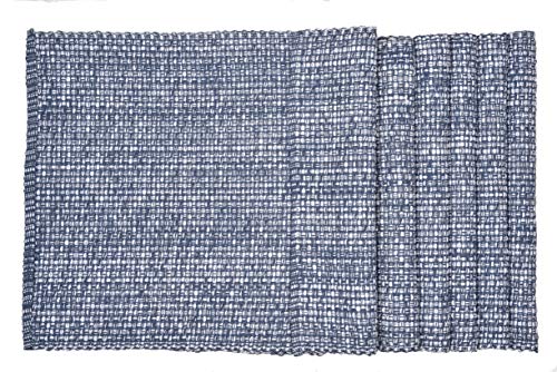 Urban Villa Two Tone Placemat Cotton Tablemat 14x20 (Set of 6) Blue White - color: Blue/White, size: 14" x 20"
