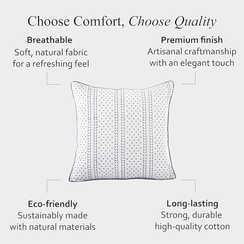 CPC Misty Grey Trelis Block Print Throw Pillow Covers 20x20 Inch, Set of 2 - color: Misty Grey Trelis, size: 18" x 18" (Pack of 2)