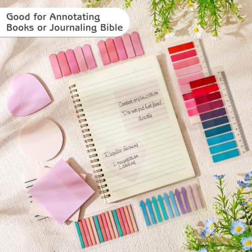 1450 Sheets Transparent Sticky Notes, 3 x 3 inch Aesthetic Clear Lined Sticky Notes with Pen, Gradient Color Waterproof Self-Adhesive Annotation Tabs for Bible Journaling (Pink) - color: Pink